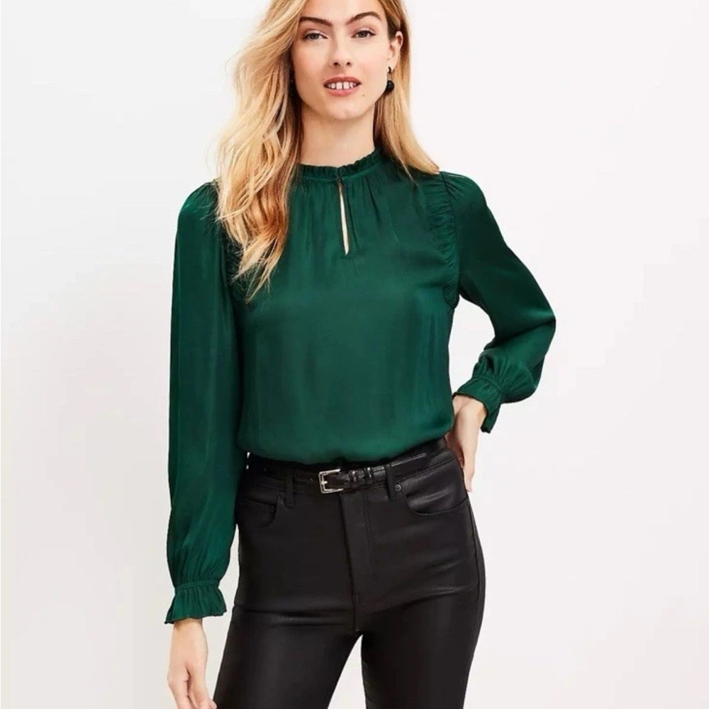 LOFT Emerald Green Long Sleeve Blouse
